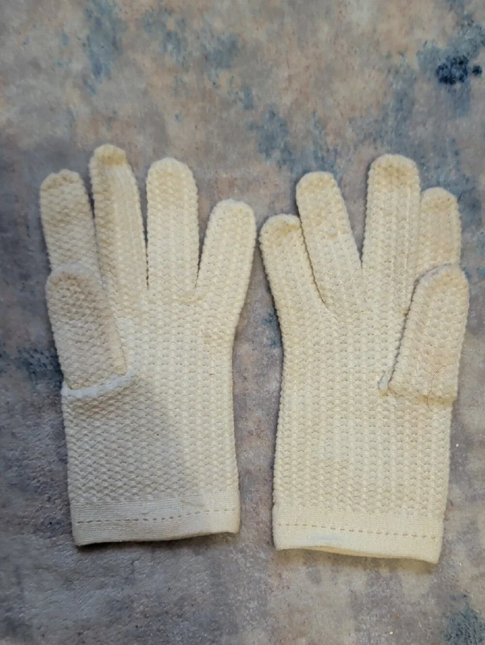 Vintage Cream Textured Knit Gloves Classic Retro XSmall